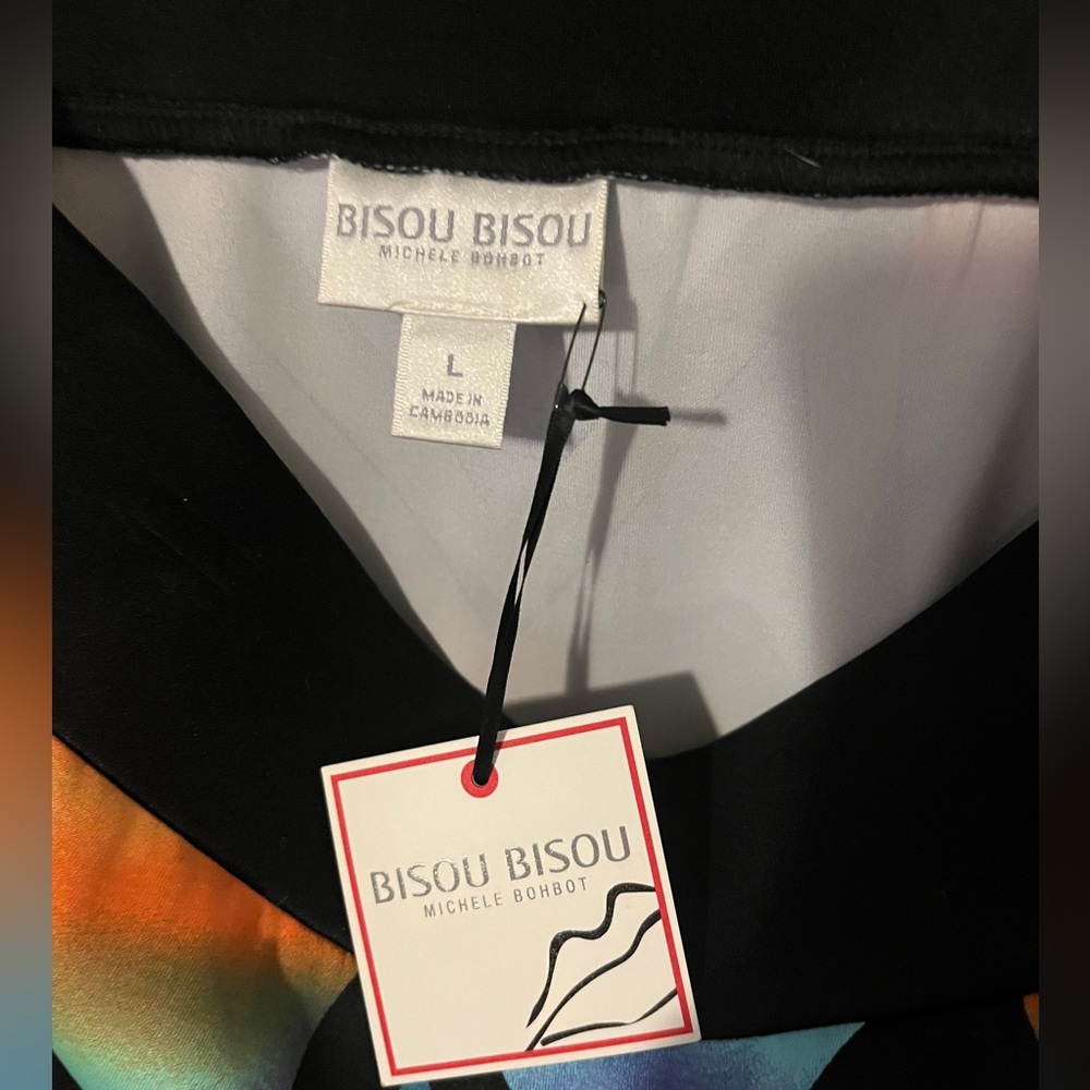 NEW BISOU BISOU Women Stretch Poly Straight Pencil Skirt Colorful Geometric L - Picture 3 of 5